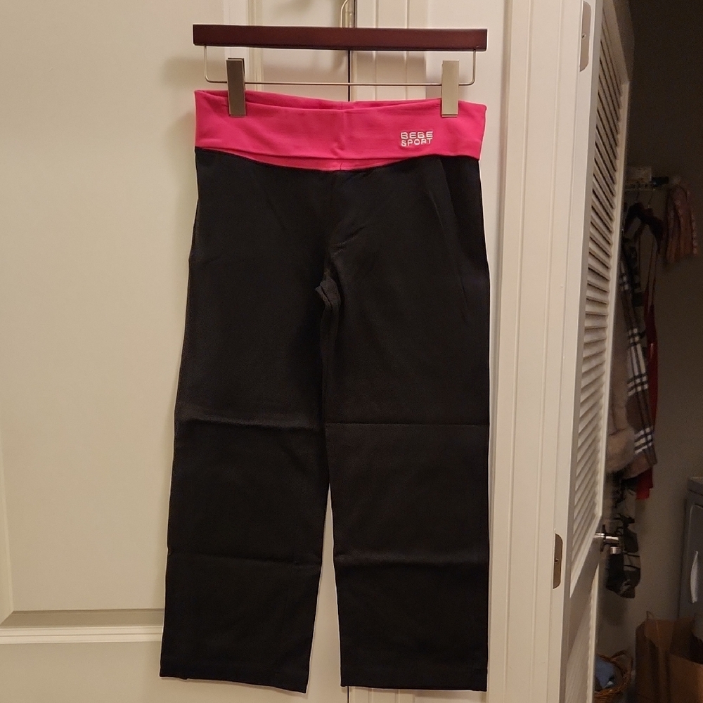 NWOT bebe Capris with Pink Waistband